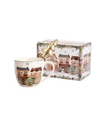 Hrnček 460 ml s kovovým sitkom  CHRISTMAS VILLAGE