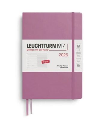Týždenný plánovač & zápisník Medium (A5) 2026, Dusty Rose, English