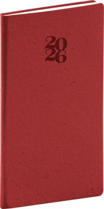 NOTIQUE Vreckový diár Essenza 2026, čerešňa, 9 x 15,5 cm