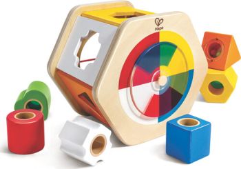 Drevená vkladačka s geometrickými tvarmi