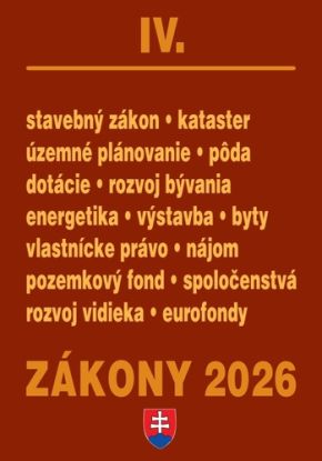 Zákony 2026 IV – Stavebný zákon a územné plánovanie