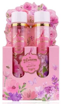 Set kúpeľový BLOSSOM v darčekovom balení (skúmavky), gél sprchový 60ml, soľ kúpeľová 80g, vôňa: ruža