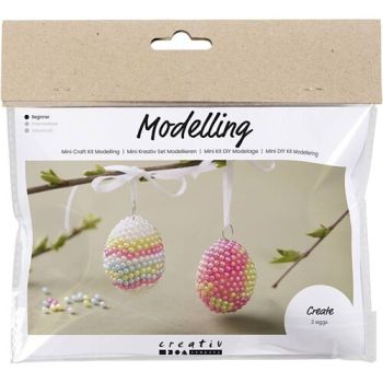 Mini kreatívna sada Craft Kit Modelovanie – korálkové veľkonočné vajíčka, pastelové farby