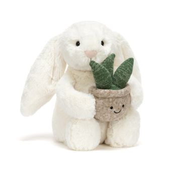 Jellycat Krémový zajačik s rastlinou