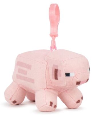 MINECRAFT plyšová kľúčenka - Ružové prasa 12CM