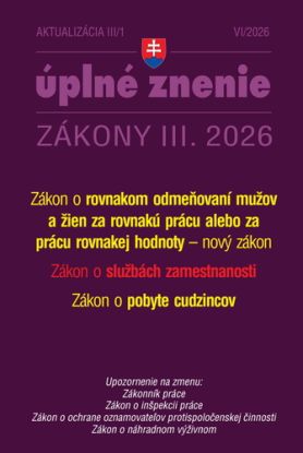 Aktualizácia III/1 2026 – Služby zamestnanosti a zamestnávanie