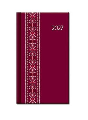Diáre Mini diár A6 - FOLK červený 2027