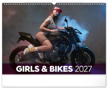 Nástenný kalendár Girls & Bikes 2027, 48 x 33 cm