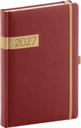 NOTIQUE Denný diár Twill 2027, bordó-zlatý, 15 x 21 cm