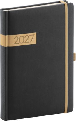 NOTIQUE Denný diár Twill 2027, černo-zlatý, 15 x 21 cm