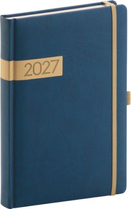 NOTIQUE Denný diár Twill 2027, modro-zlatý, 15 x 21 cm