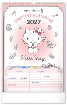 NOTIQUE Nástenný kalendár Rodinný plánovací Hello Kitty 2027, 33 x 46 cm