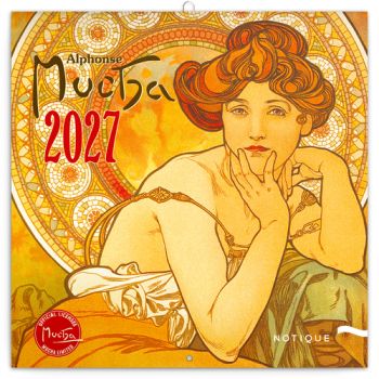 NOTIQUE Poznámkový kalendár Alfons Mucha 2027, 20 x 20 cm