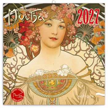 NOTIQUE Poznámkový kalendár Alfons Mucha 2027, 30 x 30 cm