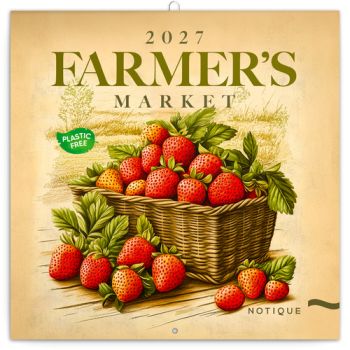 NOTIQUE Poznámkový kalendár Farmárské trhy 2027, PLASTIC FREE, 30 x 30 cm