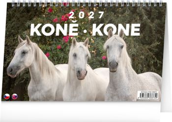 NOTIQUE Stolový kalendár Koně – Kone CZ/SK 2027, 23,1 x 14,5 cm