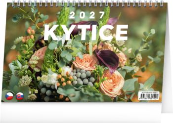 NOTIQUE Stolový kalendár Kytice CZ/SK 2027, 23,1 x 14,5 cm