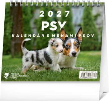 NOTIQUE Stolový kalendár Psy – s menami psov 2027, 16,5 x 13 cm