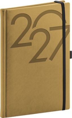 NOTIQUE Týždenný diár Ajax 2027, zlatý, 15 x 21 cm