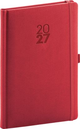NOTIQUE Týždenný diár Diamante 2027, červený, 15 x 21 cm