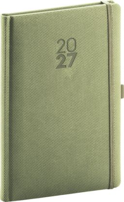 NOTIQUE Týždenný diár Diamante 2027, olivový, 15 x 21 cm