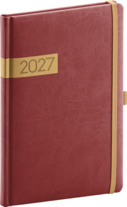 NOTIQUE Týždenný diár Twill 2027, bordó-zlatý, 15 x 21 cm