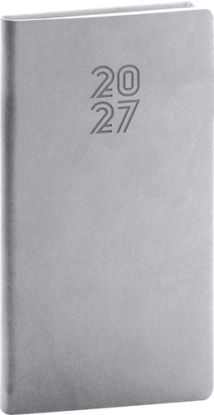 NOTIQUE Vreckový diár Aprint 2027, šedý, 9 x 15,5 cm