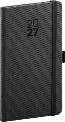 NOTIQUE Vreckový diár Diamante 2027, černý, 9 x 15,5 cm