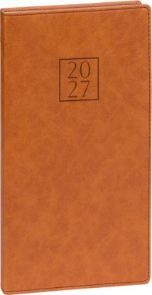 NOTIQUE Vreckový diár Prestigio 2027, hnedý, 9 x 15,5 cm
