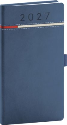 NOTIQUE Vreckový diár Tomy 2027, modro-červený, 9 x 15,5 cm