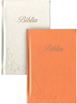 Biblia 2015 s ornamentom a ozdobným písmom v ekokoži (Oranžová)