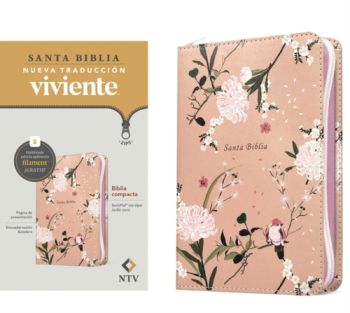 Biblia compacta NTV de zíper, con Filament (SentiPiel, Jardín coral)