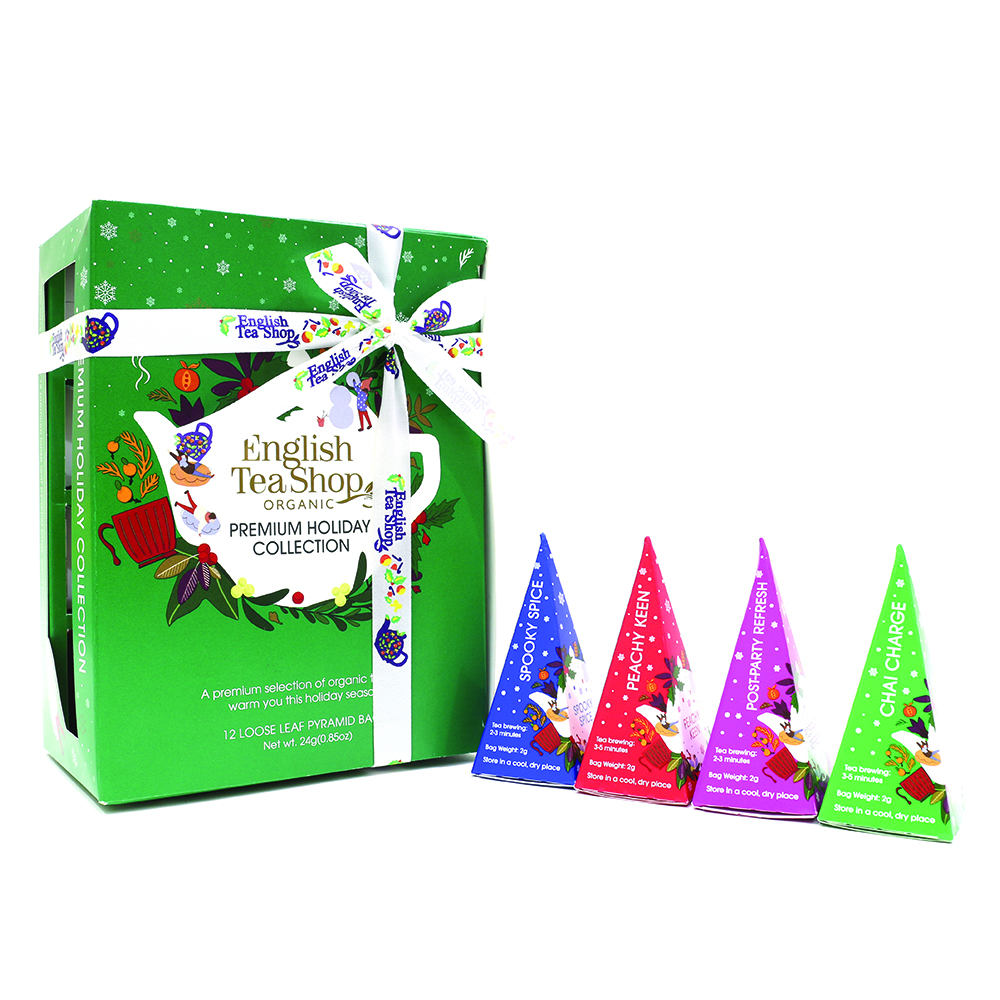 English Tea Shop Bio Zelená vianočná kolekcia, 12 pyramíd