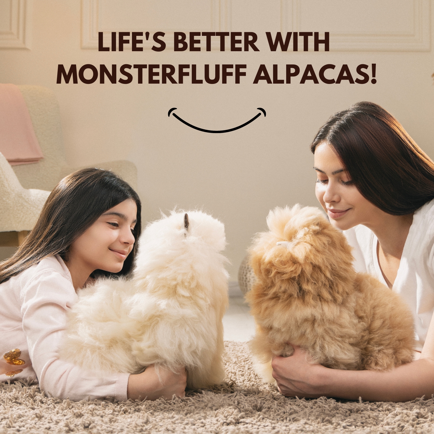 Plyšová hračka Alpaca MINI MONSTER FLUFF - SAHARA
