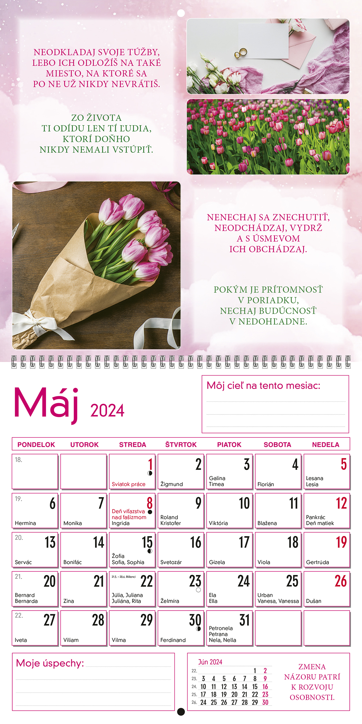 Motivačný set 2024 (Motivačný stolový kalendár, Motivačný nástenný kalendár a Motivačný diár)