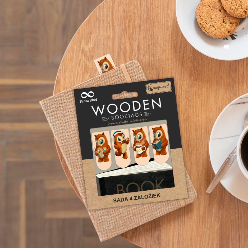 Drevený set knižných záložiek Knihožrúti 4ks Cozywood