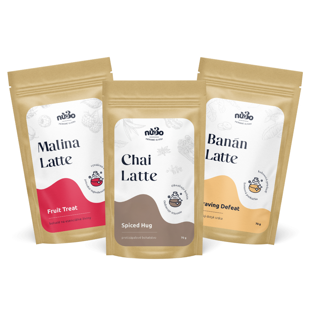 Nu3o Darčekové balenie Malina latte, banán latte, chai latte