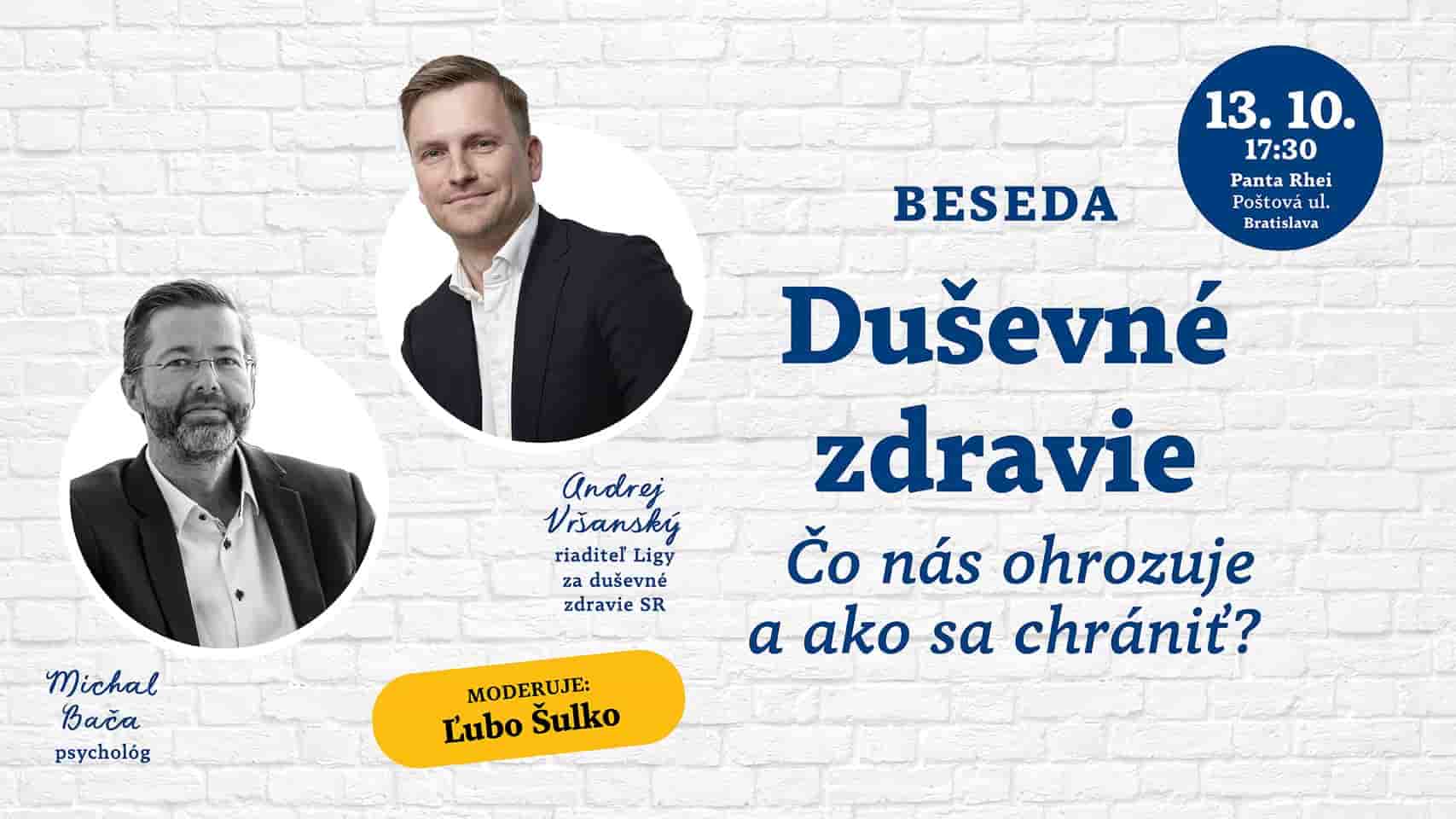 Podujatie Panta Rhei - Beseda o duševnom zdraví: Čo nás ohrozuje a ako sa chrániť?