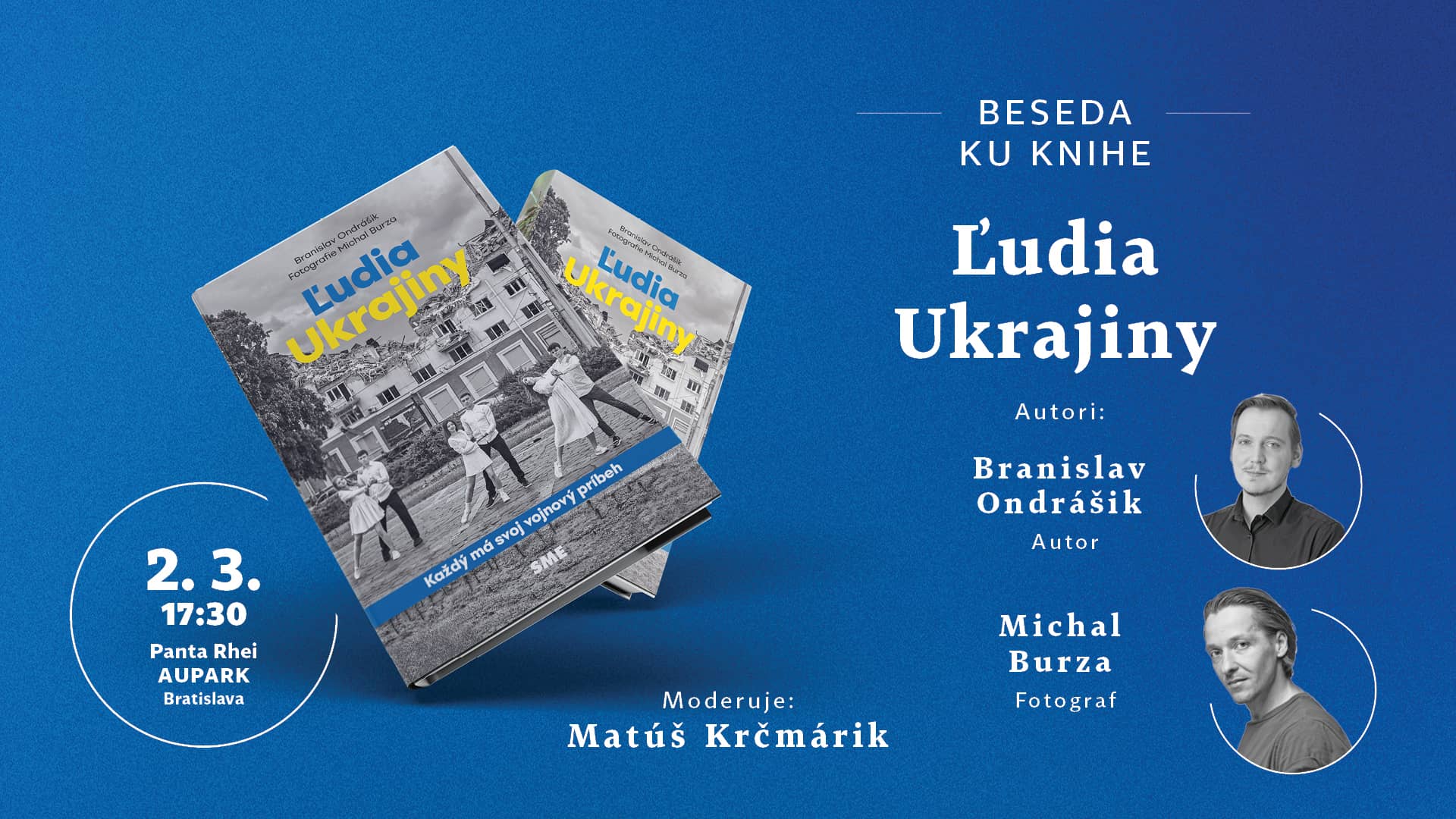 Beseda ku knihe Ľudia Ukrajiny s autorom Branislavom Ondrášikom a fotografom Michalom Burzom Beseda ku knihe Ľudia Ukrajiny