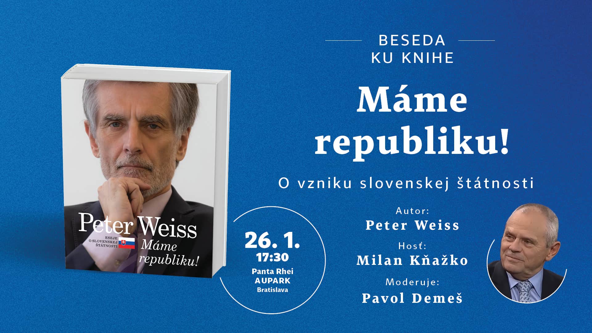 Beseda s Petrom Weissom ku knihe Máme republiku! Beseda s Petrom Weissom!