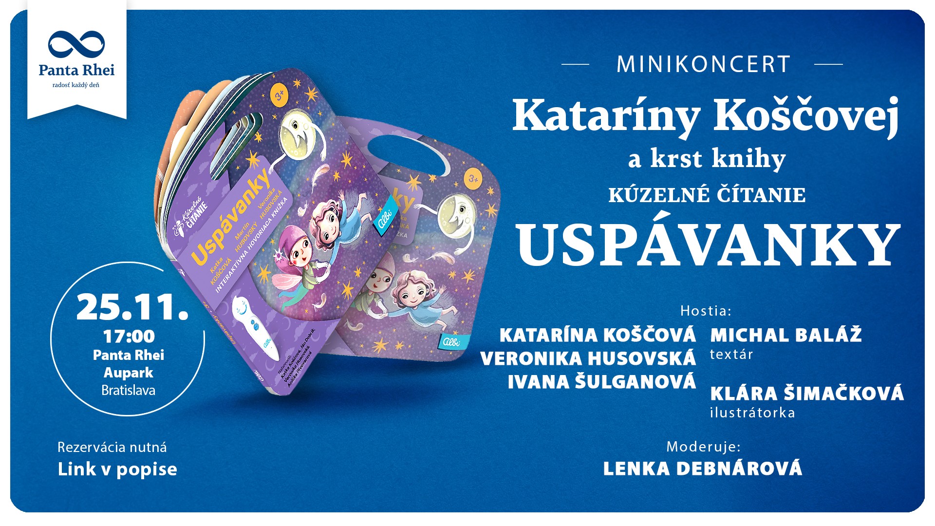 Minikoncert Kataríny Koščovej s krstom knihy Kúzelné čítanie: Uspávanky