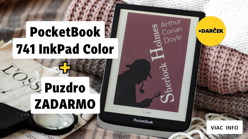 Set PocketBook 741 InkPad Color Moon Silver a puzdro Origami svetlo &scaron;ed&eacute;